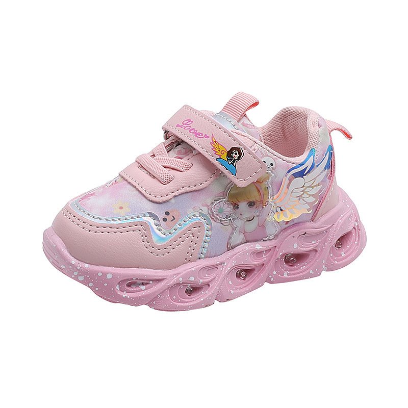 Giày thể thao cho bé gái có đèn led họa tiết công chúa xinh xắn chống trợn trượt tốt Babybees mã mới LED2122