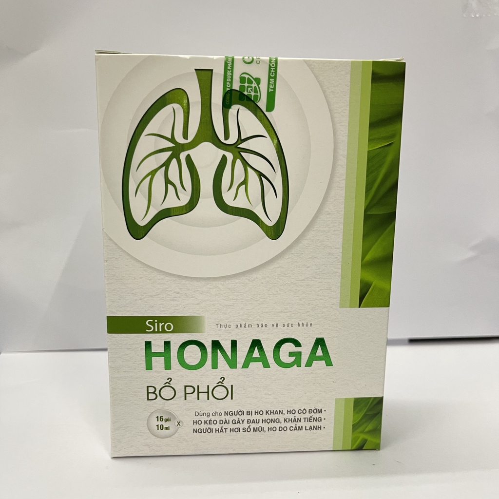 Bổ phổi Honaga hộp 16 gói dạng gel giúp bổ phổi, giảm các biểu hiện ho tăng tiết đờm.
