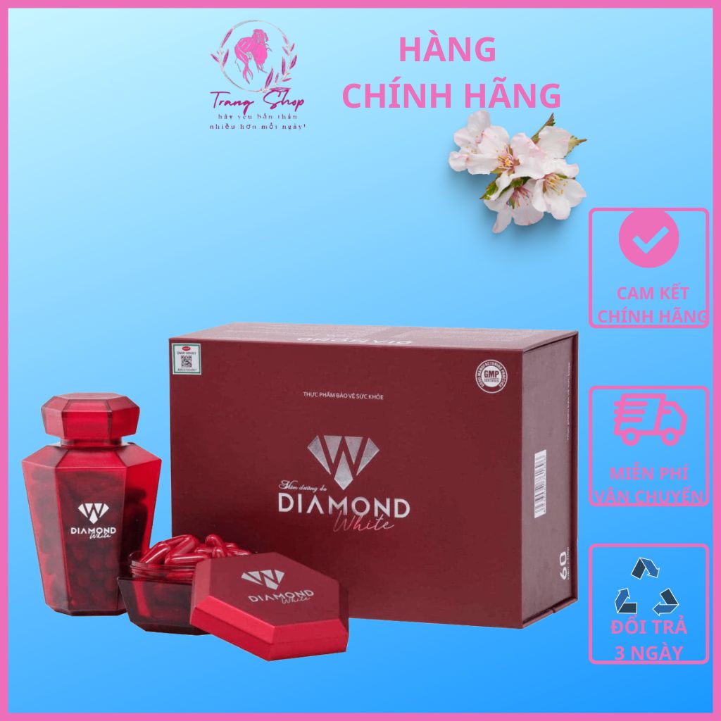 VIÊN UỐNG TRĂNG DIAMOND WHITE, TRẮNG DA SÁNG DA, GIẢM NÁM TÀN NHAN, NGUYÊN TEM DATE MỚI