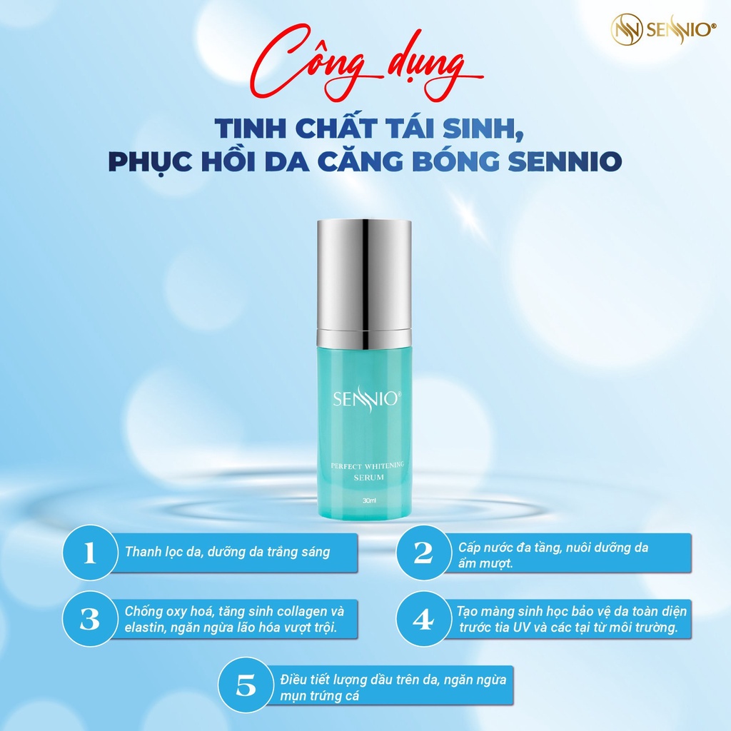 Serum trắng da Sennio Perfect Whitening Serum dưỡng ẩm da mặt tái tạo và phục hồi da 30ml SNO 828