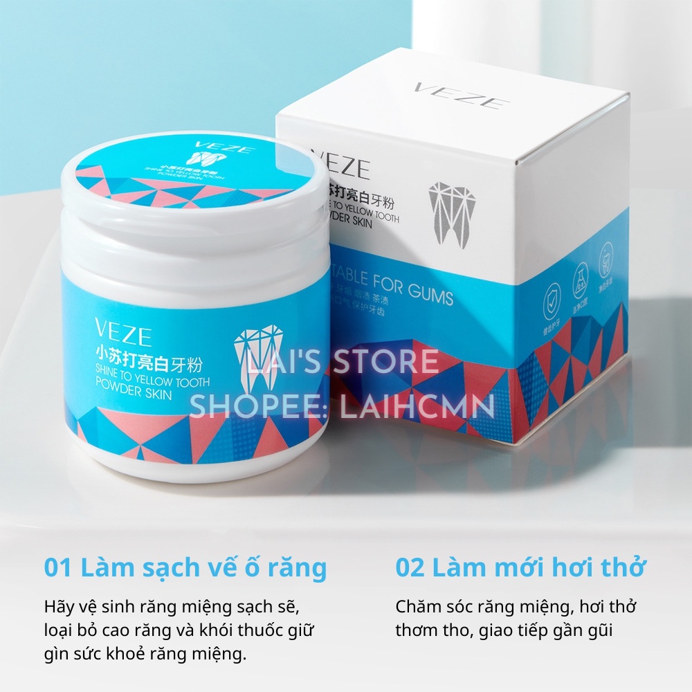 Bột Đánh Răng Baking Soda Venzen (50g) Loại Bỏ Ố Vàng Trên Răng, Làm Sạch Răng, Hơi Thở Thơm Mát, Khử Mùi Hôi Miệng