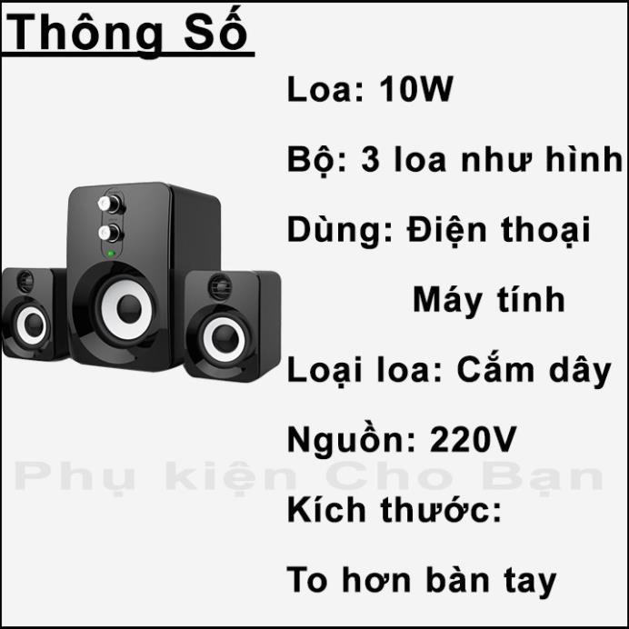 Loa Máy Tính Laptop Giá Rẻ Có Dây Bass PKCB 201 Speakers PF94