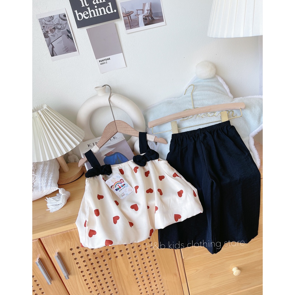 SALE SET ÁO ĐÍNH NƠ HAI DÂY QUẦN ỐNG RỘNG ĐŨI MỀM MỊN MÁT