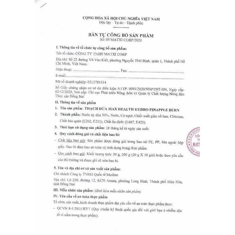 Thạch dứa giảm cân Hàn Quốc hộp 10 gói