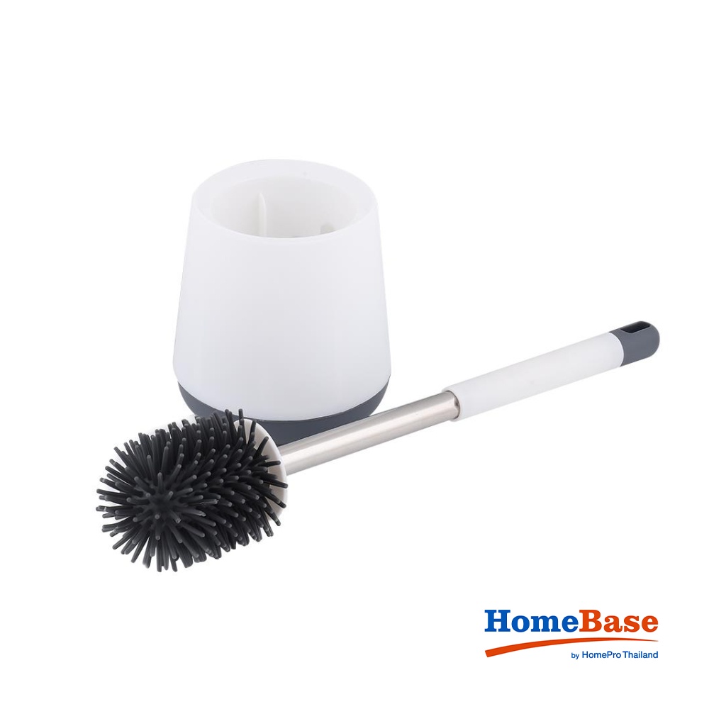 HomeBase ACCO Bộ bàn chải cọ nhà tắm bằng nhựa NAMI H41XW12.4XD12.4cm màu kem/xám