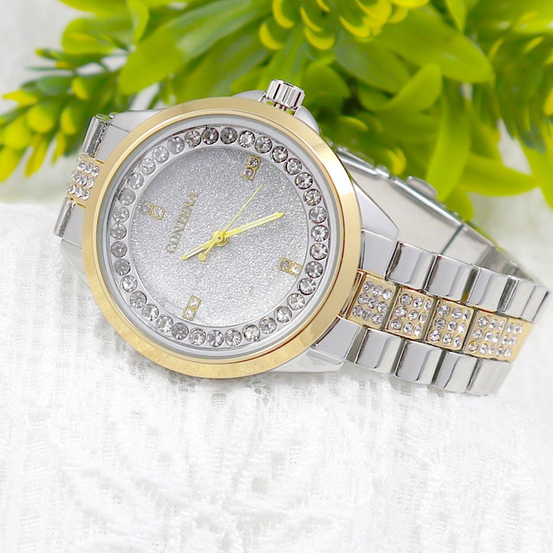 Đồng hồ nữ CONTENA CN1088 mặt ánh nhũ dây thép đính đá | BigBuy360 - bigbuy360.vn