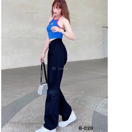 Quần Jean Nữ Aiori Ống Rộng Lưng Cao Trơn Màu Đen Bò Suông Phong Cách Thời Trang Hàn Quốc Jean Cotton Mềm Mịn_Mã 3099