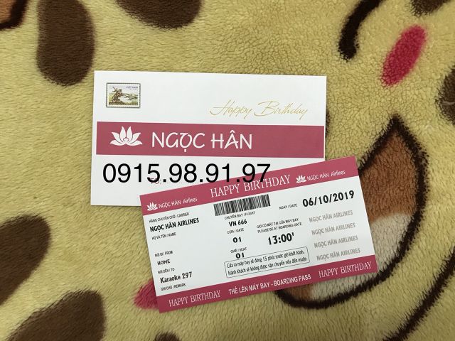 Thiệp sinh nhật kiểu vé máy bay