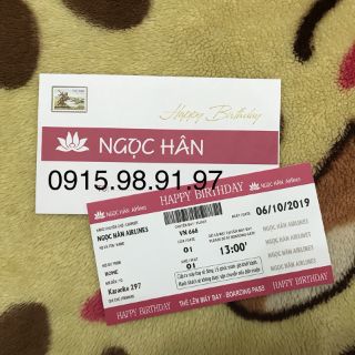 Thiệp sinh nhật kiểu vé máy bay