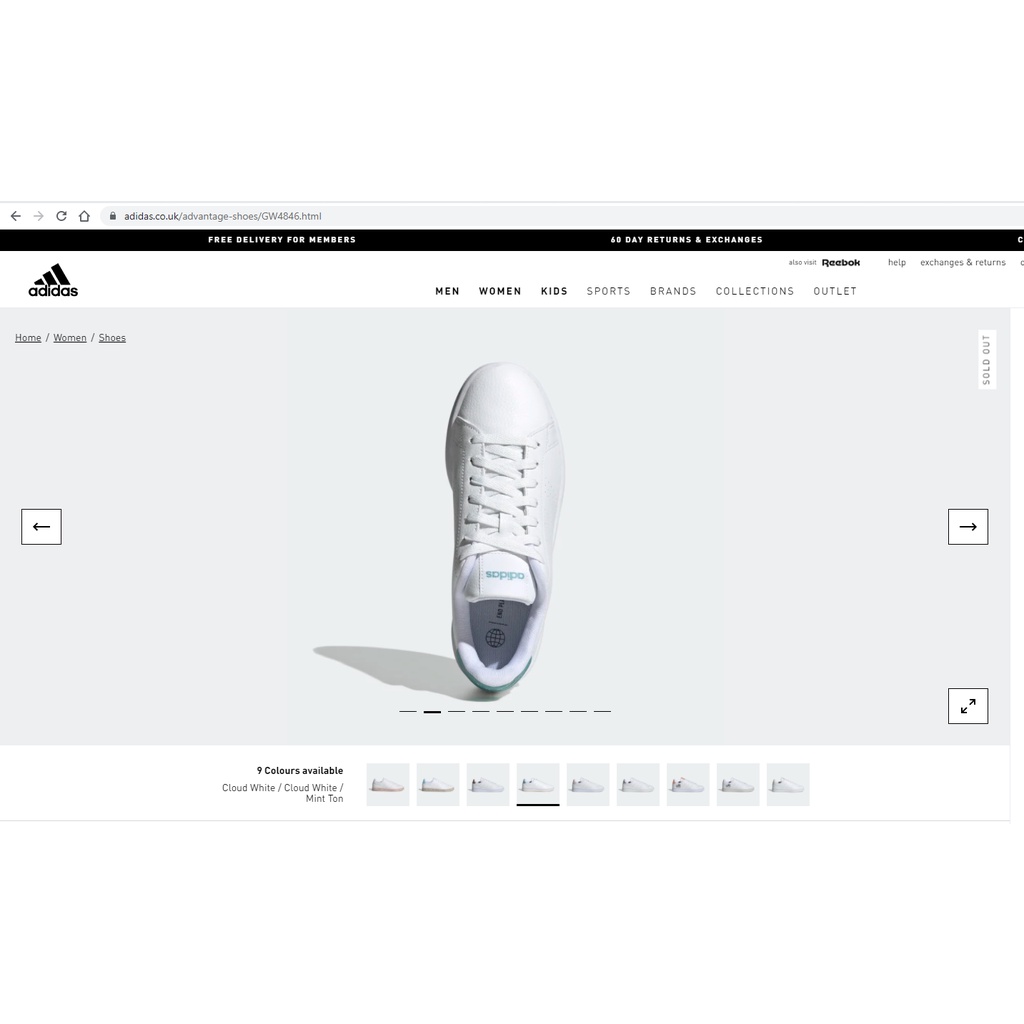 Giày Adidas chính hãng Advantage GW4846 Trắng