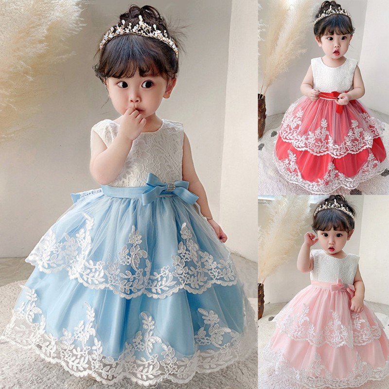 Đầm Xoè Tulle Sát Nách Hoạ Tiết Hoa Thêu Cho Bé