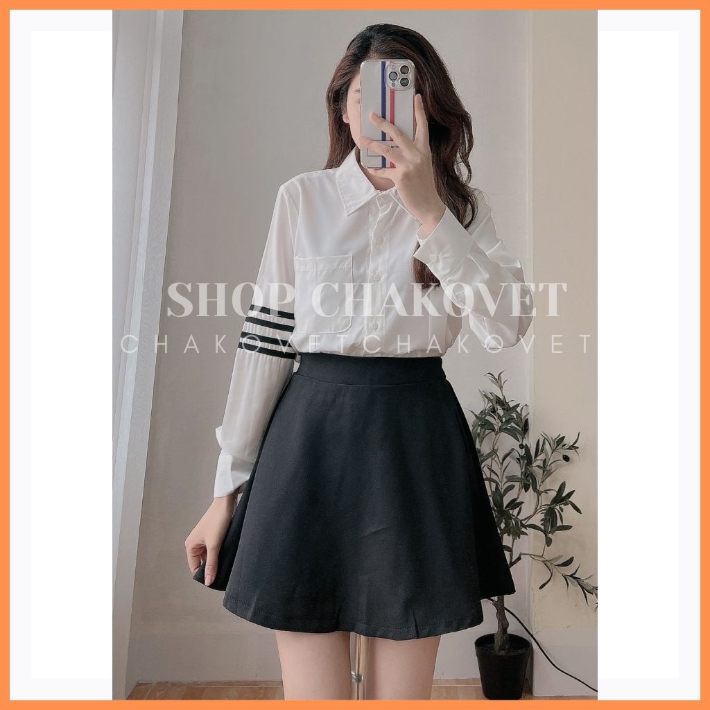Áo sơ mi nữ lụa hàn kiểu màu trắng đẹp dài tay ulzzang vintage hàn quốc cao cấp túi ngực tay pha sọc A8161 freesize&lt;55kg