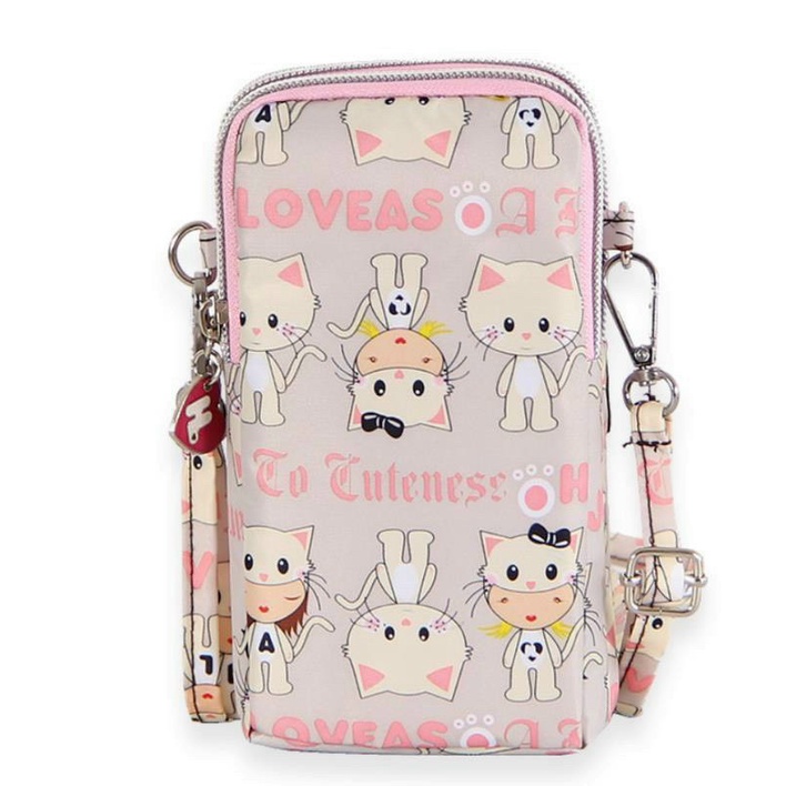 Túi ví đựng điện thoại,son,đồ cá nhân, có móc cài đeo chéo, 2 ngăn chất liệu chống thấm nước, màu sắc thời trang cá tính