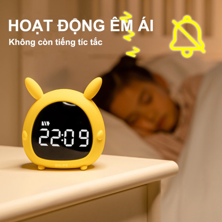 ✅ Đồng Hồ Báo Thức Nhiều Mẫu Mã Cute GULIFE - Đồng Hồ Báo Thức Thức Mini USB Màn Hình LED HD, Quà Tặng - GBT09