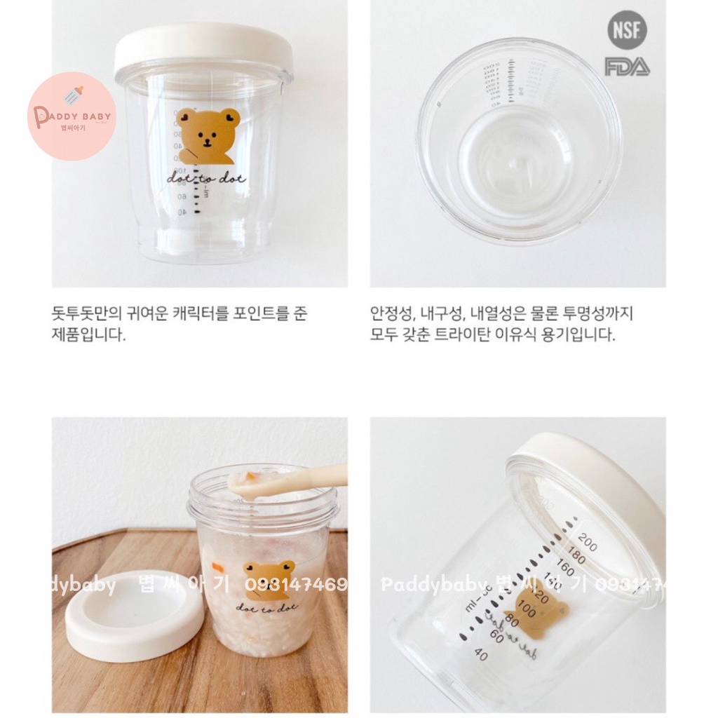 Set 3 hũ trữ thức ăn Dottodot x Tgm nội địa Hàn cho bé - Made In Korea