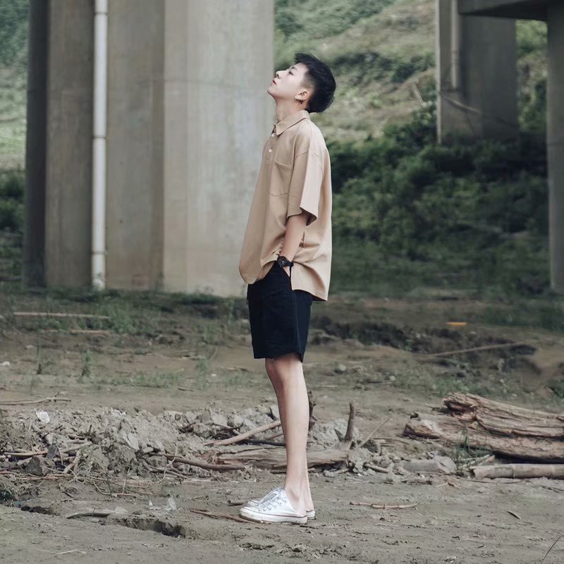 Áo sơ mi polo mùa hè tay lửng, có túi AOKANG