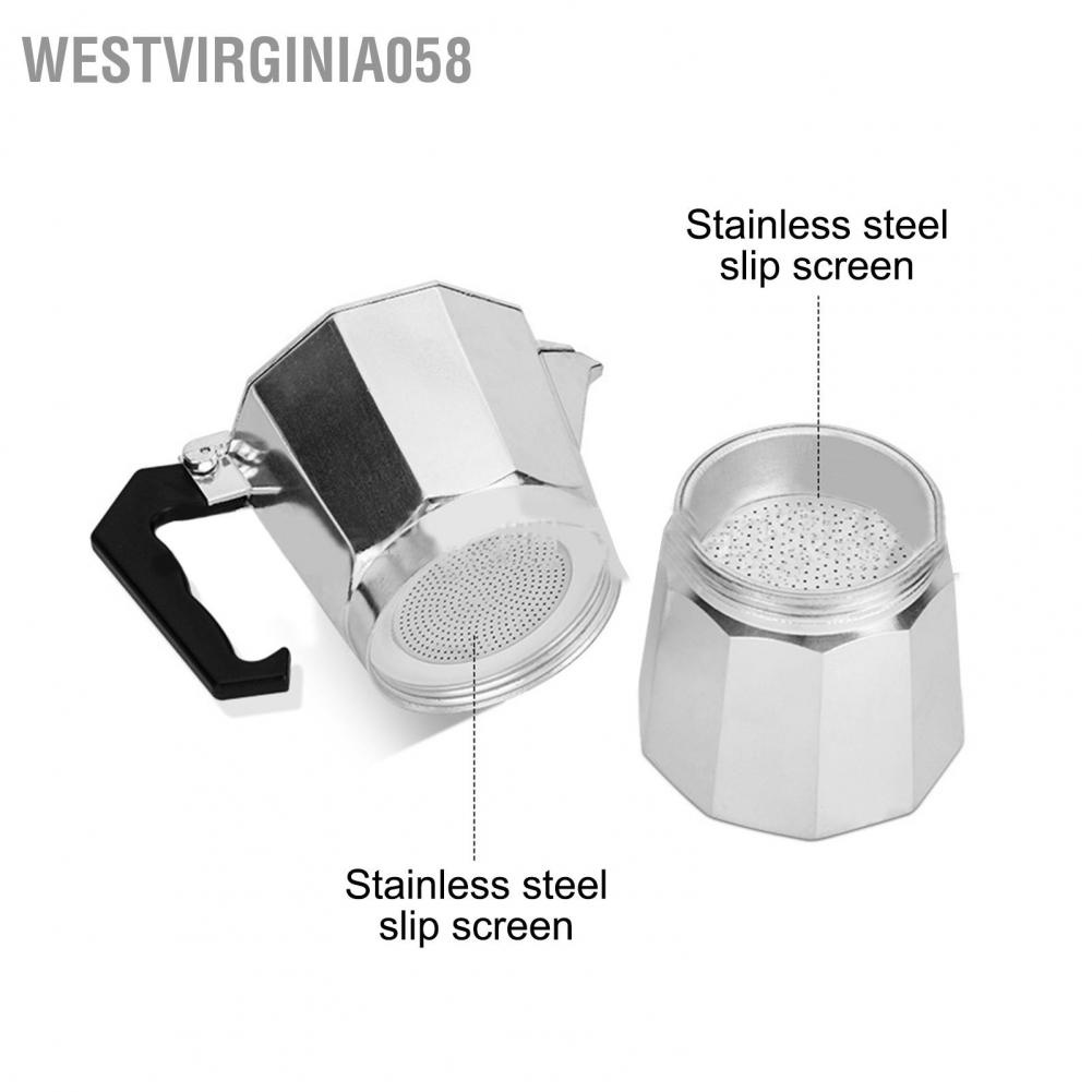 Có thể bán buôn Moka Pot Ý Máy pha cà phê trên mặt bếp bằng nhôm Hợp kim Phong cách châu Âu Đồ dùng bát giác Westvirginia058 Hàng giao ngay