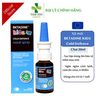 Xịt mũi BETADINE KIDS Cold Defence Nasal Spray 20ml Giữ ẩm mũi ngừa cảm