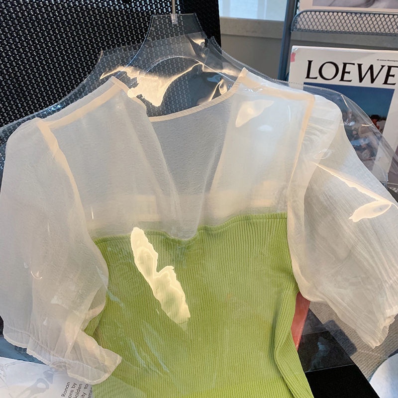 Áo Len Mỏng Ôm Dáng Tay Phồng Cổ Điển Thời Trang Mùa Hè Mới Dành Cho Nữ