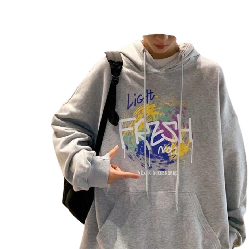 Áo Hoodie Dài Tay Dáng Rộng In Chữ Graffiti Thời Trang Hàn Quốc Cho Nam Cỡ M-8XL