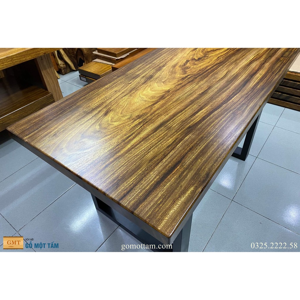 Bàn ăn nguyên tấm gỗ me tây dài 1,4m x rộng 72cm x dầy 5cm