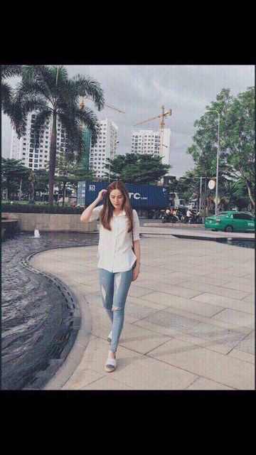 Áo sơ mi kiểu trắng body chất lụa cao cấp kt | BigBuy360 - bigbuy360.vn