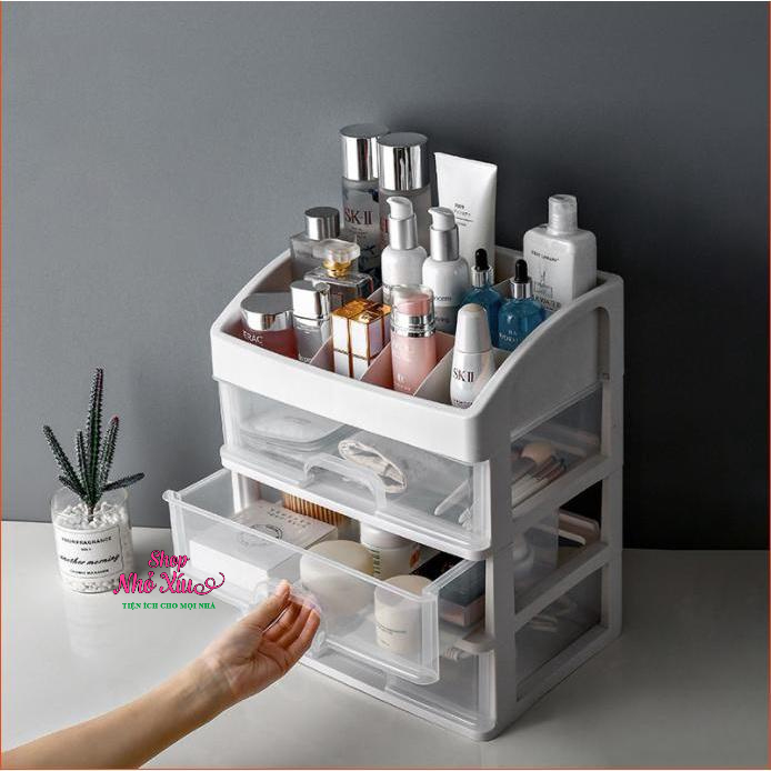 Kệ Đựng Mỹ Phẩm Nhựa Trong Suốt 4 Tầng Cao Cấp (kèm sticker)
