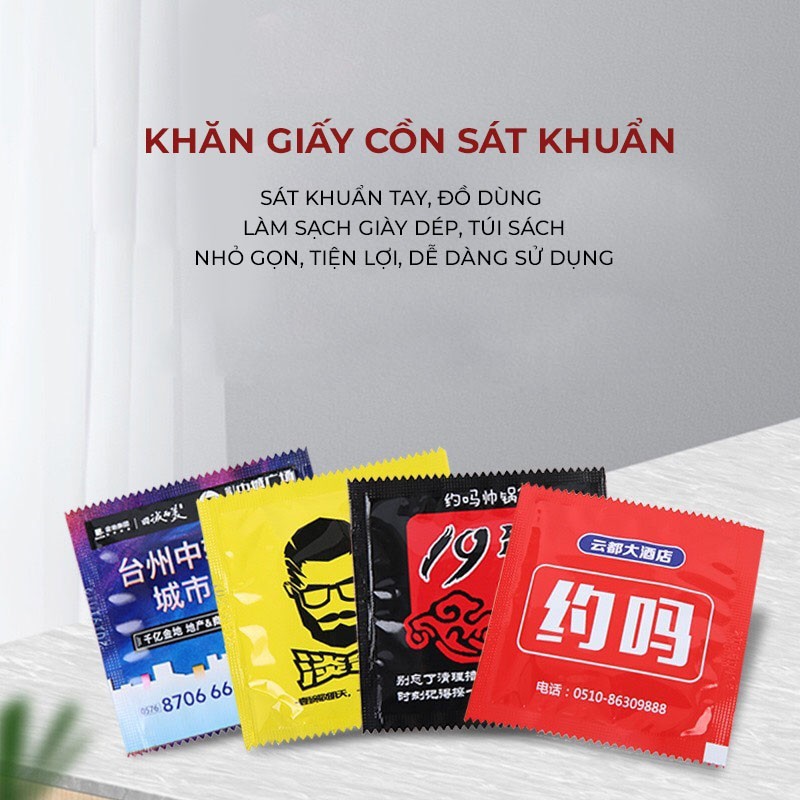 Khăn giấy ướt mini cồn 70 độ kháng khuẩn lau đồ cá nhân, sử dụng tiện lợi , dùng 1 lần