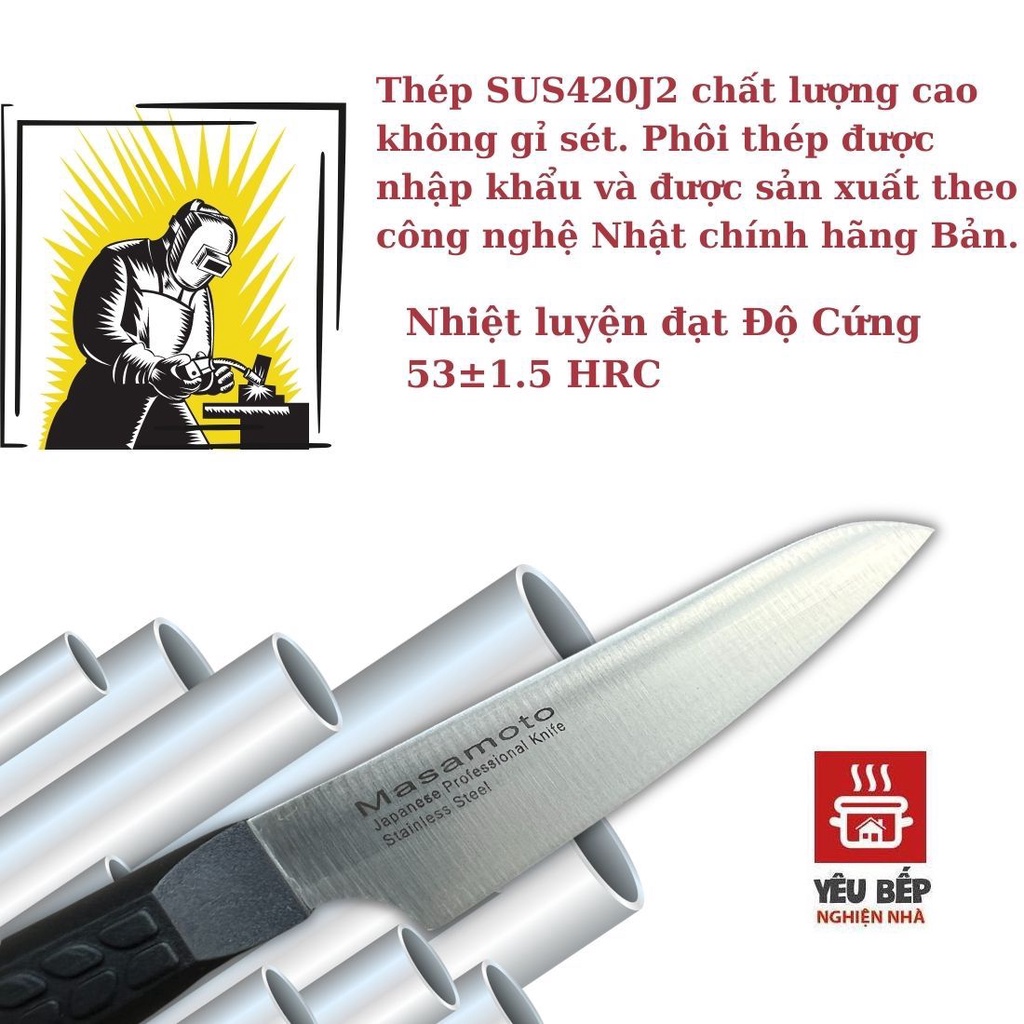 Dao Gọt Hoa Quả, Rau Củ Chuyên dụng Masamoto Petty100 - MK105 Thép Nhật trắng không gỉ, siêu sắc đa năng