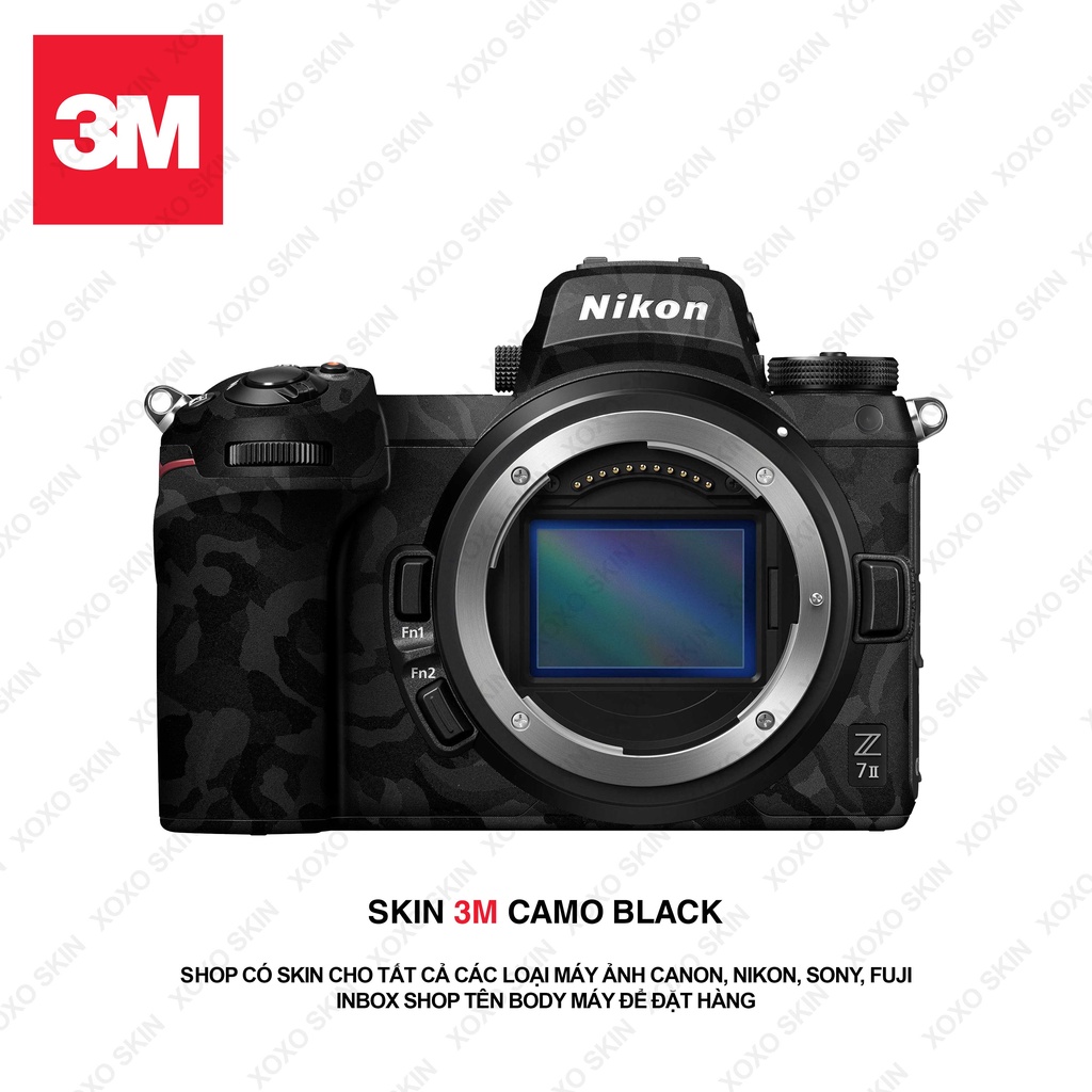 Miếng Dán Skin Máy Ảnh 3M - Mẫu Camo Black - Có Mẫu Skin Cho Sony, Canon, Nikon, Fuji