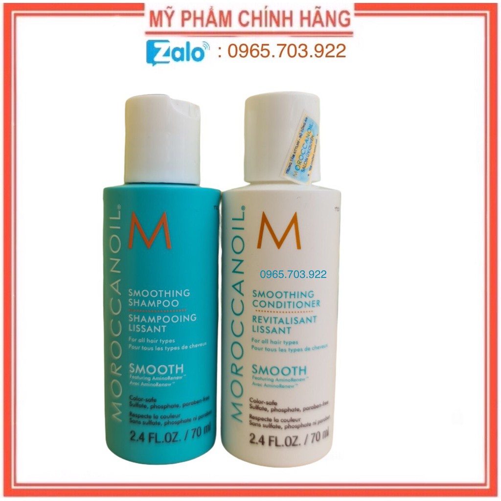 [ MOROCCANOIL ] DẦU GỘI XẢ SUÔM MƯỢT MOROCCANOIL SMOOTH 70ML CHÍNH HÃNG