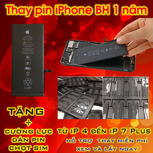 Pin Zin iPhone 4 đến Xsmax zin BH 2 năm Thay pin IPhone