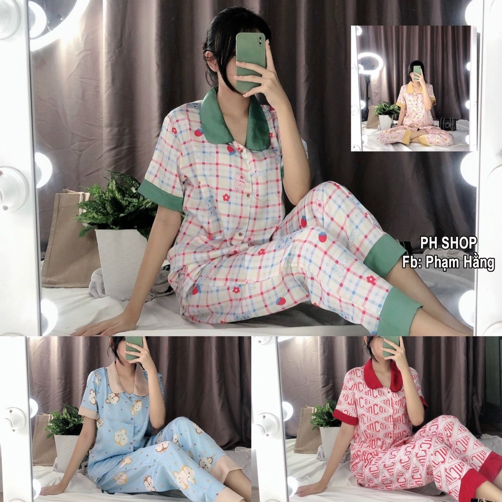 Bộ đồ Pijama Tay Ngắn Vải Satin In 3D Dễ Thương - Chất Mềm Mịn - Thoảng Mát [HÀNG CAO CẤP] (Có Video Thật)