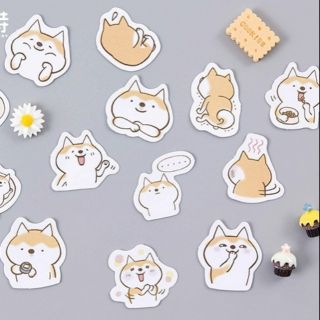Hộp 45 miếng sticker mẫu cún shiba tai vàng