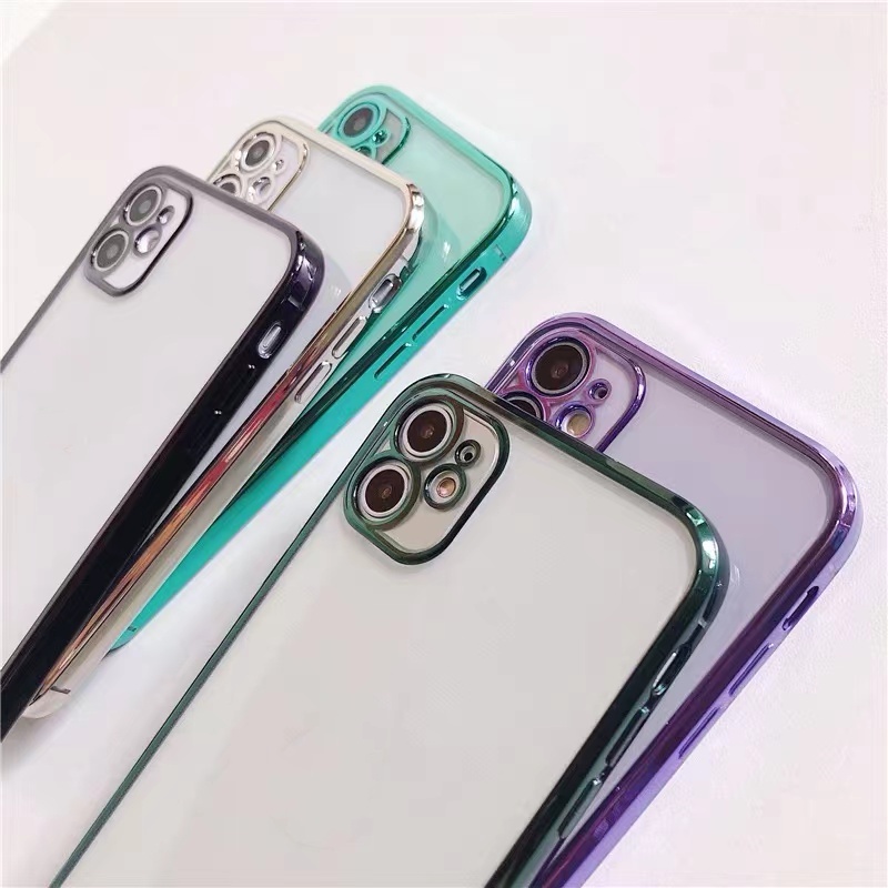 Ốp lưng Điện Thoại Silicon Mềm Trong Suốt Mạ Viền Sang Trọng Dành Cho iPhone 11 pro max x xs max xr 7 plus 8 plus 6s plus