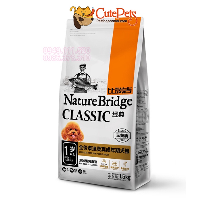 Thức ăn cho chó Nature Bridge 1.5kg Hạt cho chó Poodle - CutePets