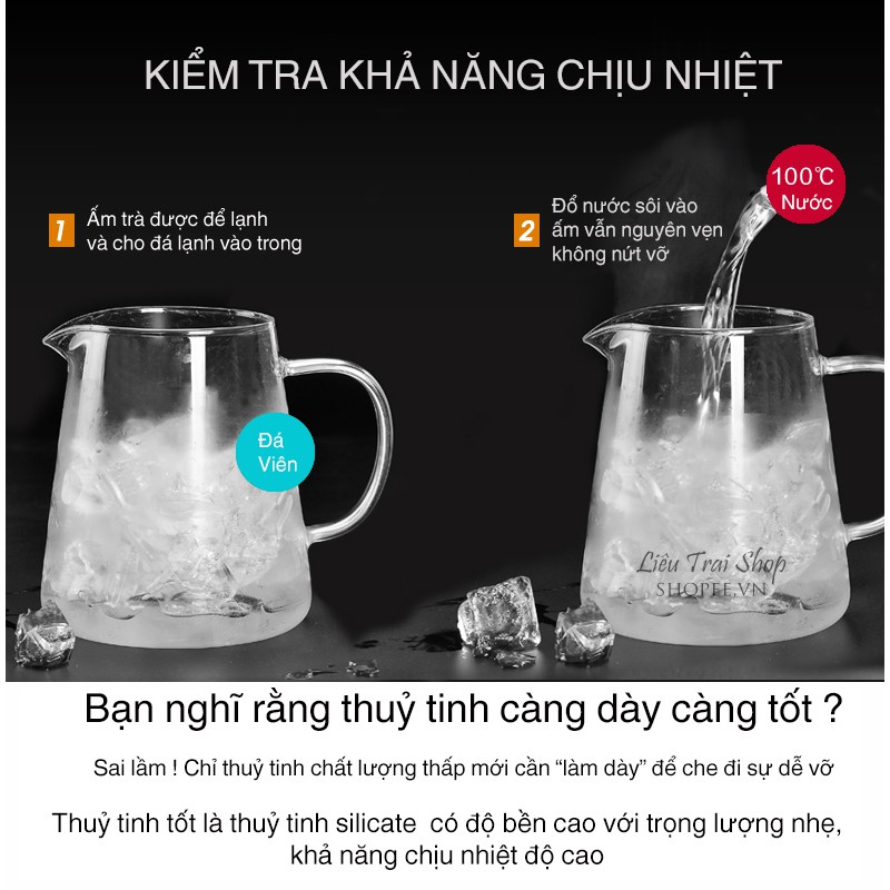 Ấm pha trà thuỷ tinh cao cấp chịu nhiệt 600, 750ml