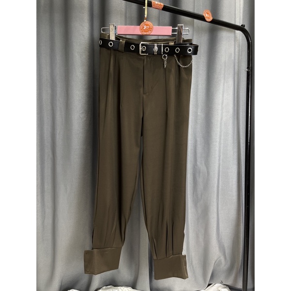 Quần jogger nữ dài ống rộng phong cách Ulzzang bo gấu chất kaki trẻ trung cá tinh
