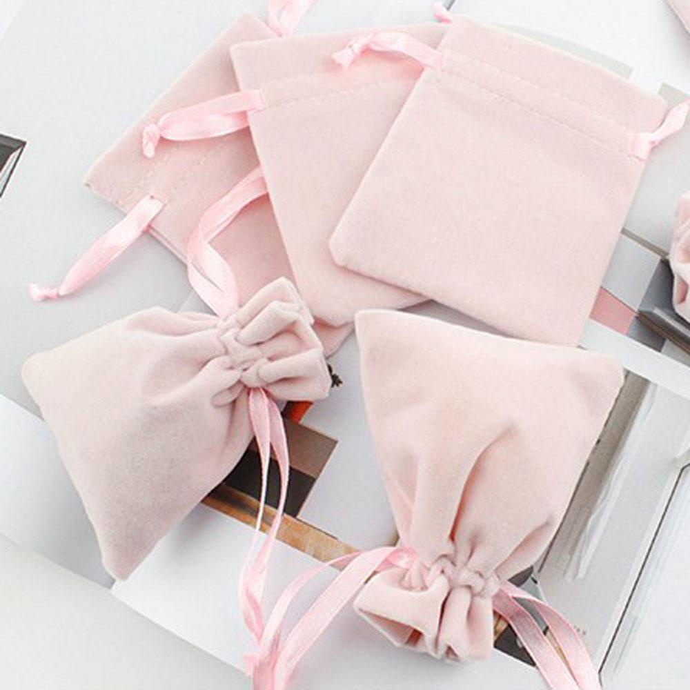 Set 5 Túi Rút Đựng Trang Sức Màu Hồng Kích Thước 8x10cm