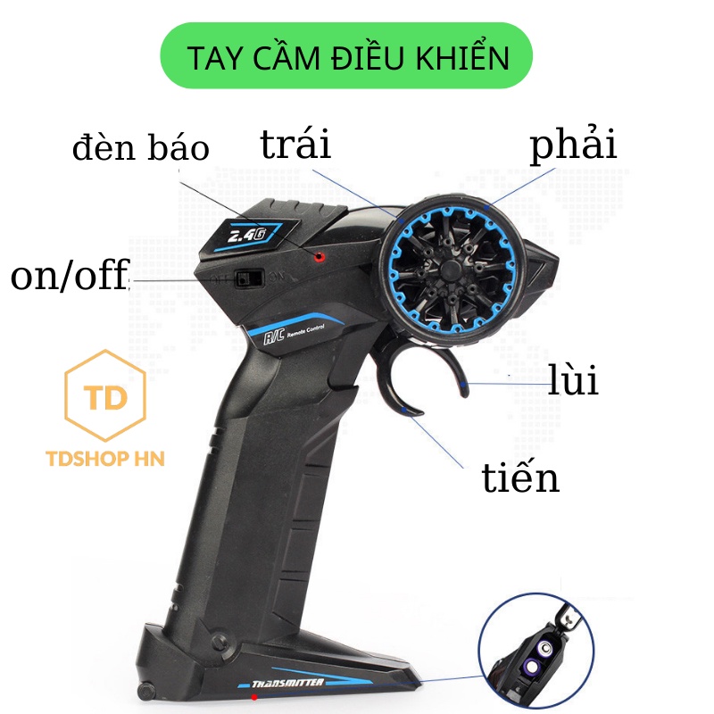 Xe Moto Điều Khiển Từ Xa 2.4G Có Nhạc Và Đèn Led, Tặng Đầy Đủ Phụ Kiện, Pin sạc,  tdshophn