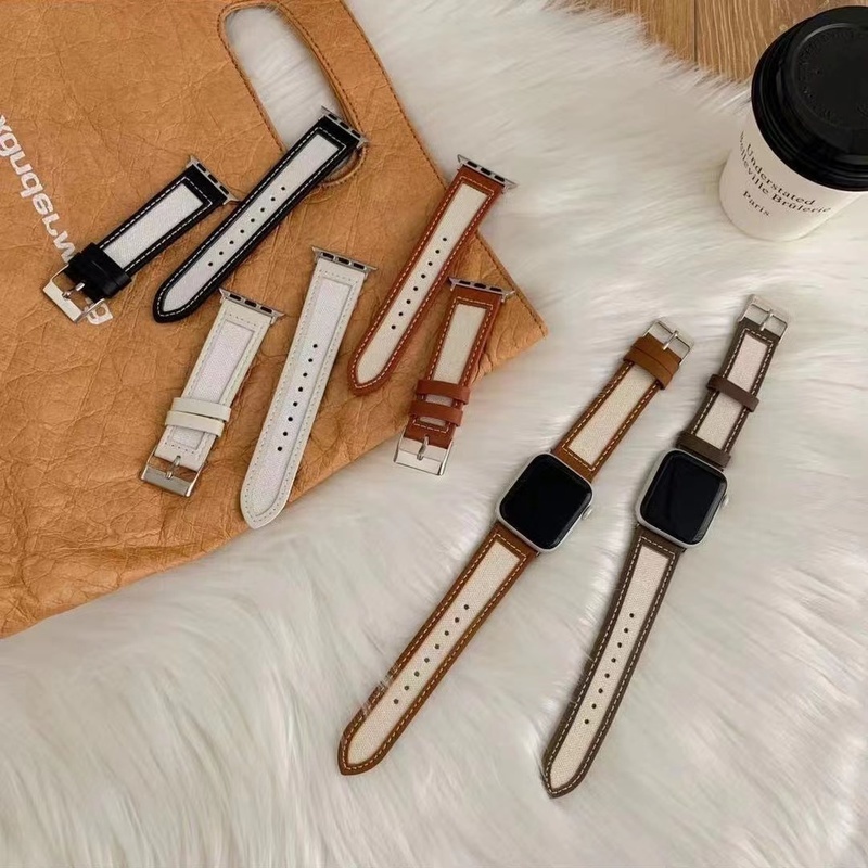 Dây Đeo Bằng Da Chất Lượng Cao Cho iwatch Series 7 41mm 45mm 6 SE 5 4 3 2 1 44mm 38mm 42mm 40mm