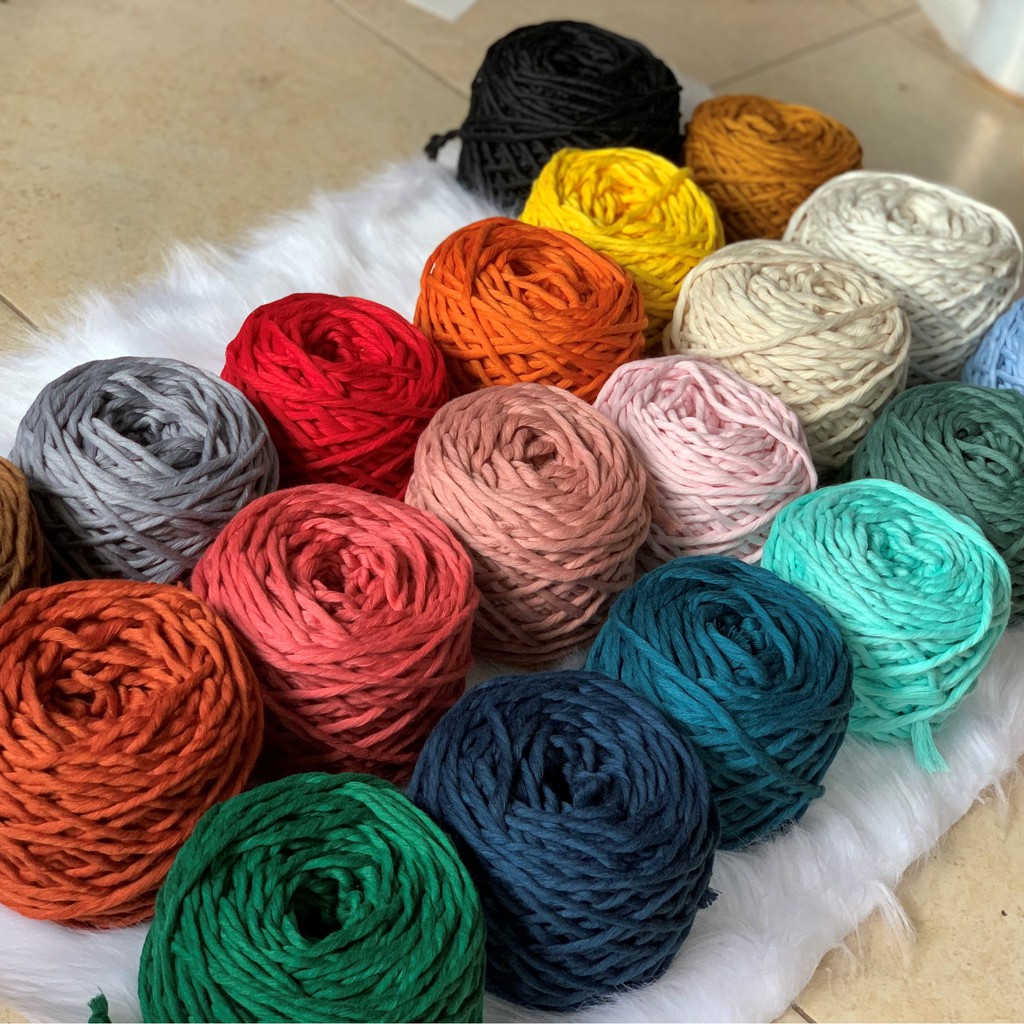 Dây thừng đan macrame, dây cotton 1 xoắn - 3mm . ĐỦ MÀU SẮC.