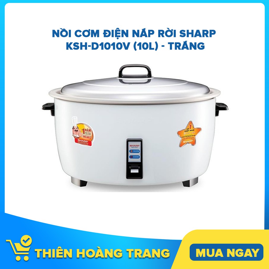 Nồi Cơm Điện Nắp Rời Sharp KSH-D1010V (10L) - Trắng - Chỉ giao khu vực HCM