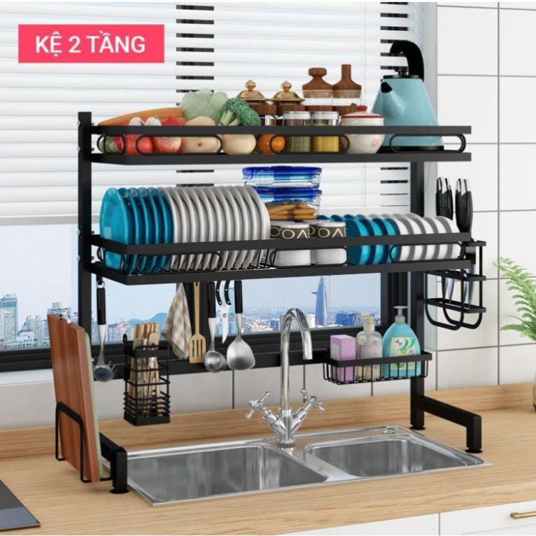 [𝗕𝗮̉𝗼 𝗵𝗮̀𝗻𝗵 𝟮𝟰 𝘁𝗵𝗮́𝗻𝗴] Kệ Bát Đĩa Sơn Đen Tĩnh Điện Cao Cấp, Chống Han Gỉ 1/2 Tầng VANDO