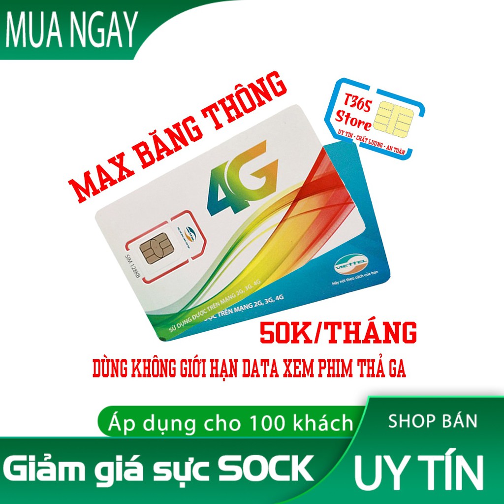 [SIM KHỦNG] Sim 4G Viettel Max Băng Thông,Xem Phim,Chơi Game Thả Ga