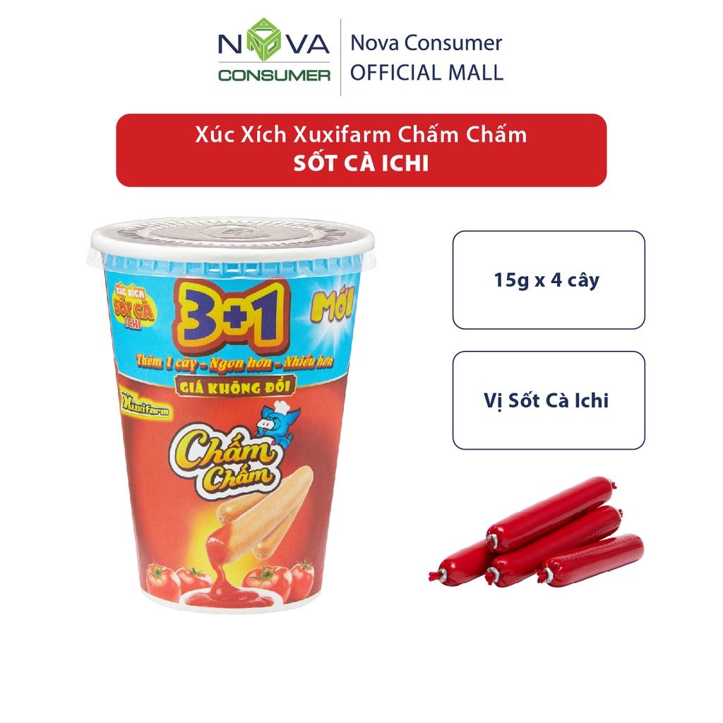 Xúc Xích Xuxifarm Chấm Chấm Sốt Cà Ichi (15g x 4 cây) - origional 3 cây | BigBuy360 - bigbuy360.vn