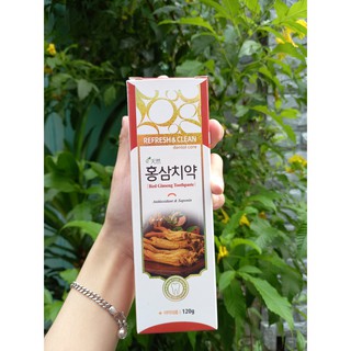 Kem đánh răng Hàn Quốc Refresh&Clean Red Ginseng Toothpaste - Vị Hồng Sâm Cao Cấp