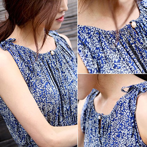 Đầm Dài Không Tay In Hoa Thời Trang Dành Cho Nữ