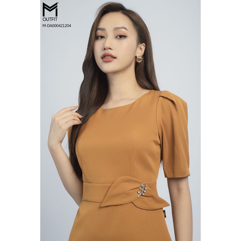Đầm chữ A cổ tròn, tay ngắn bồng vai MMOutfit M-DA000421204