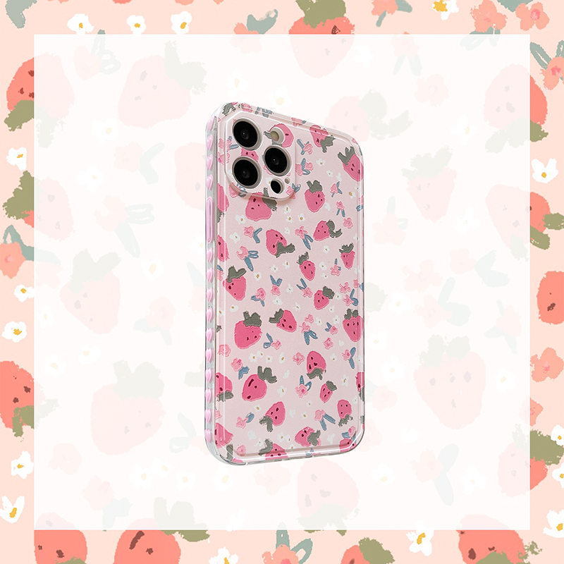 Ốp điện thoại in hình dâu tình yêu 2 mặt chống rớt cho iPhone 12 Pro Max 12Pro 12 Mini iPhone SE2020 11Pro Max 11Pro | BigBuy360 - bigbuy360.vn